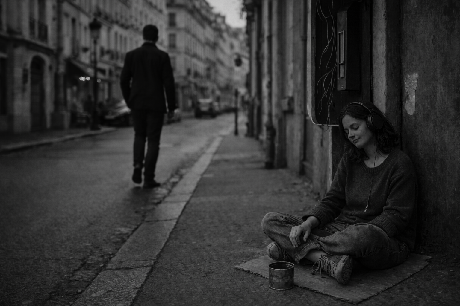 Black and white street scene for The Child of Forgotten Sounds